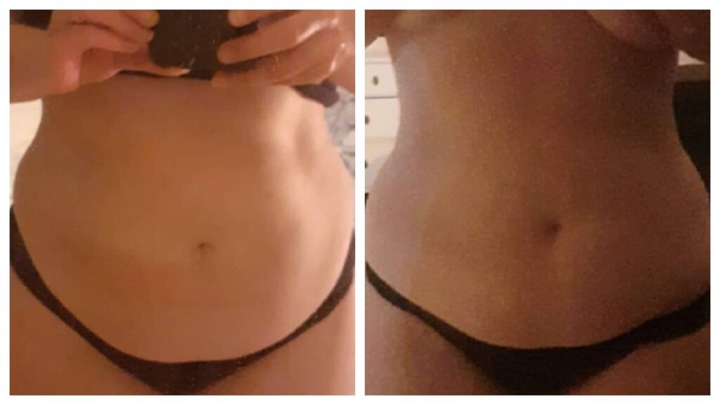 Résultats avant et après d’une membre de The Belly Lab